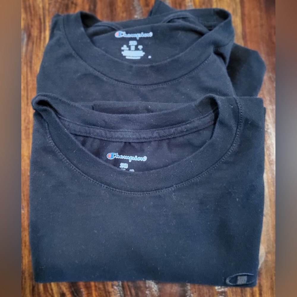 Two (2) Champion Black T-Shirts MEN'S SZ 2X EXCELLENT CONDITION